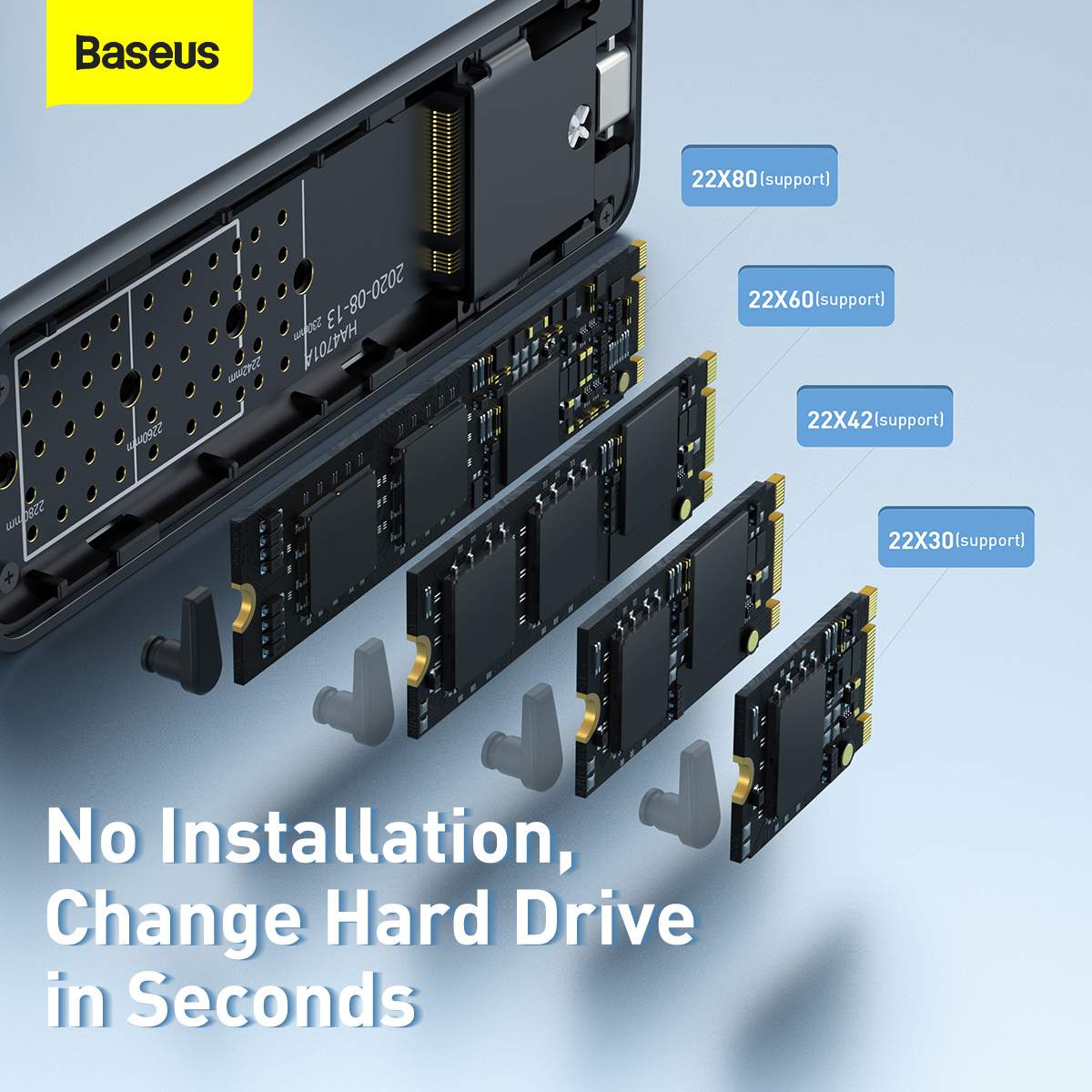 Baseus HUB Hard Disk Case Full Speed Series SSD Enclosure (Type-C - GEN2)  Space Gray (CAYPH-F0G)